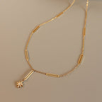 Elegant Geometric Necklace In Stainless Steel With 18K Gold Plated Finish - TIRAAYA