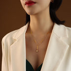 Elegant Geometric Necklace In Stainless Steel With 18K Gold Plated Finish - TIRAAYA