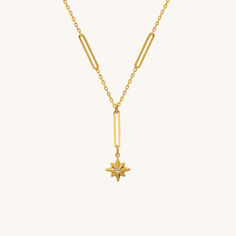 Elegant Geometric Necklace In Stainless Steel With 18K Gold Plated Finish - TIRAAYA