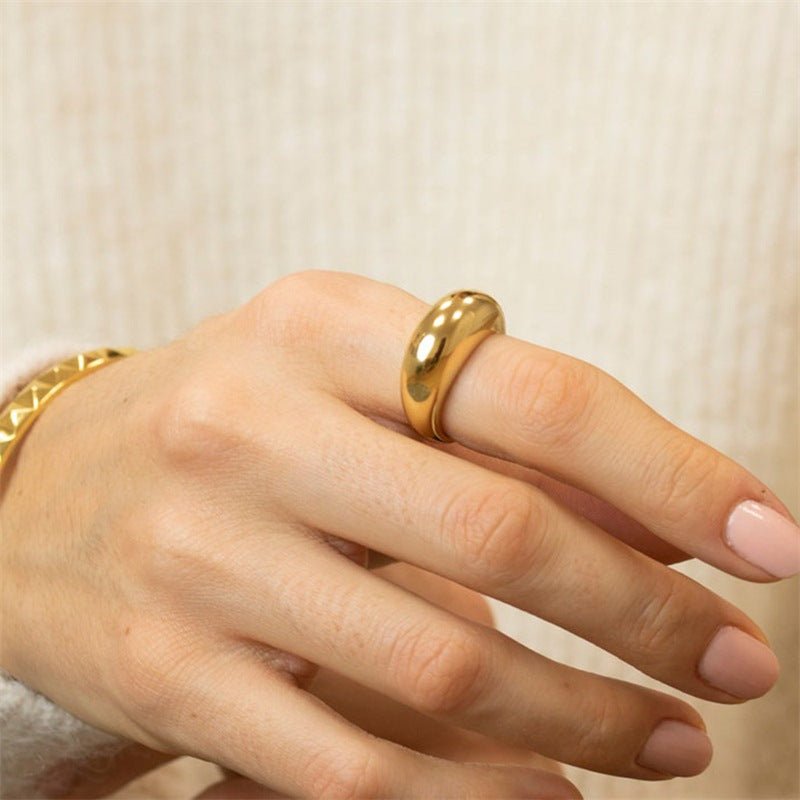 Modern Geometric Gold Plated Stainless Steel Ring For Women - TIRAAYA