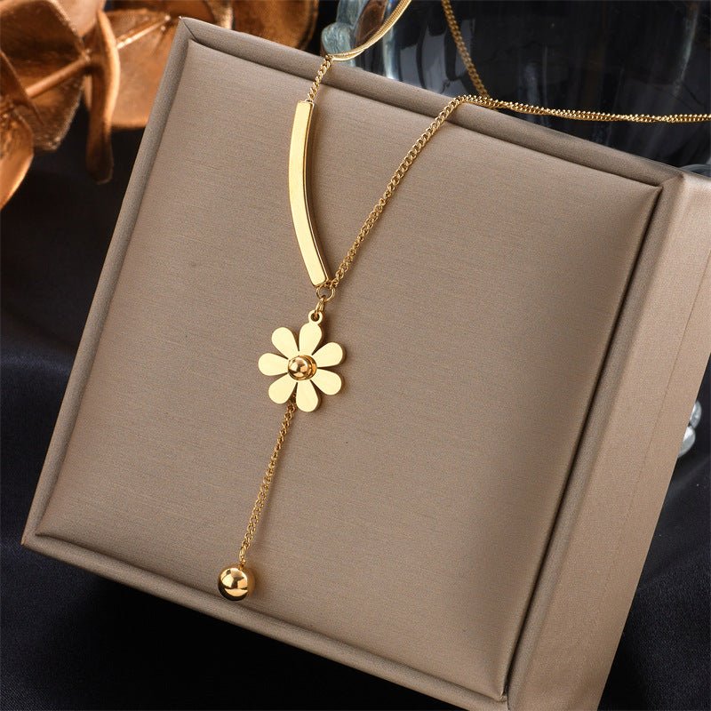 Elegant Floral Gold Plated Stainless Steel Necklace For Women - TIRAAYA