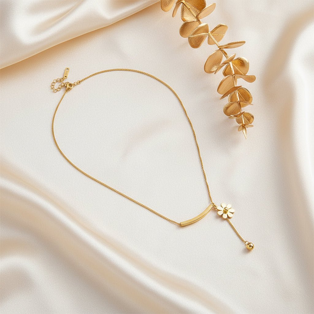 Elegant Floral Gold Plated Stainless Steel Necklace For Women - TIRAAYA