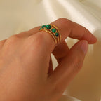 Modern Geometric Gold Plated Stainless Steel Ring For Women - TIRAAYA