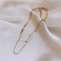 Modern U Shape Layered Gold Plated Stainless Steel Necklace - TIRAAYA