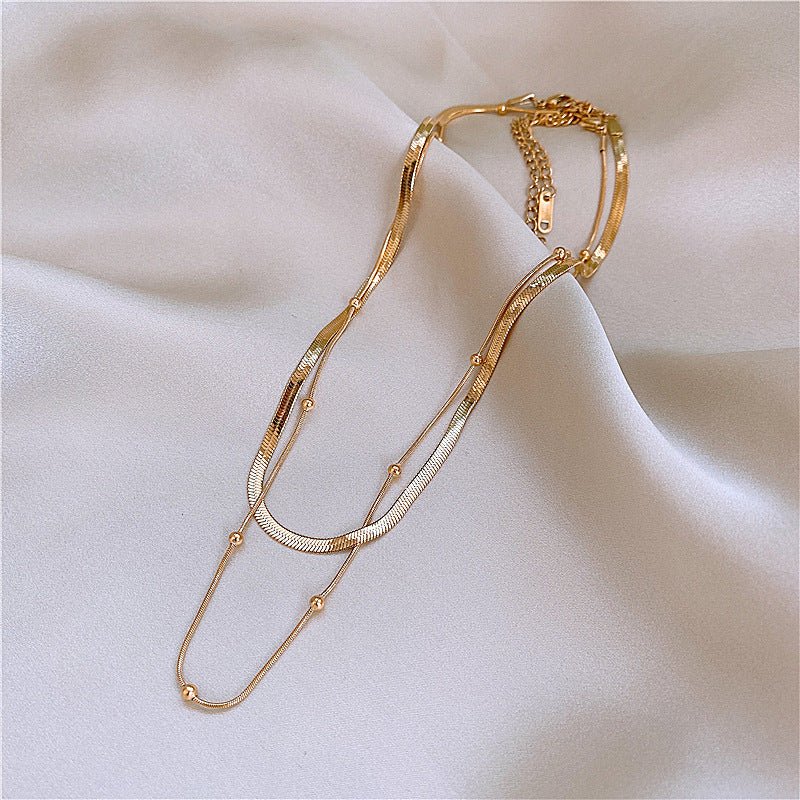 Modern U Shape Layered Gold Plated Stainless Steel Necklace - TIRAAYA