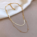 Modern U Shape Layered Gold Plated Stainless Steel Necklace - TIRAAYA