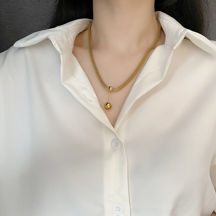 Elegant Ball Pendant Necklace With 18K Gold Plated Finish - TIRAAYA