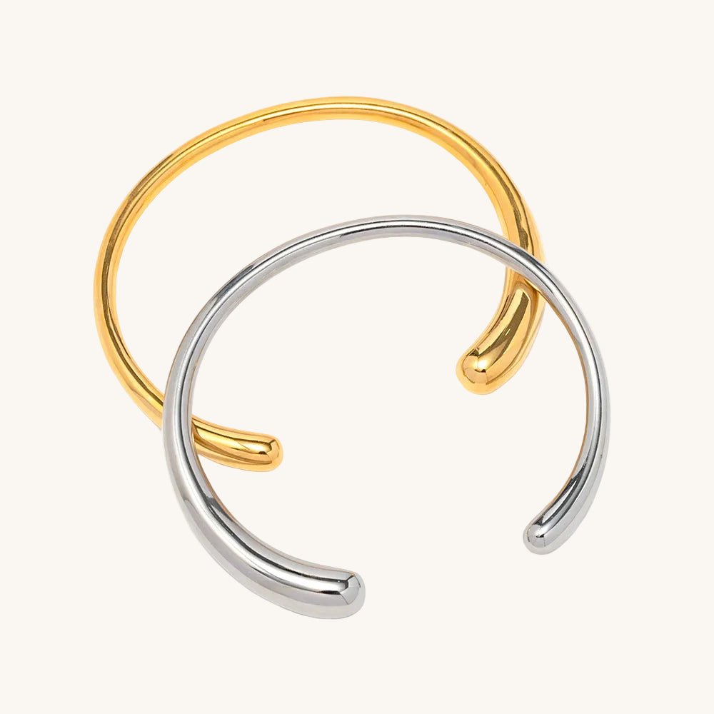 Minimal Solid Color Gold Plated Stainless Steel Cuff Bracelet - TIRAAYA