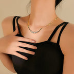 Minimal Square Zircon Gold Plated Stainless Steel Necklace - TIRAAYA