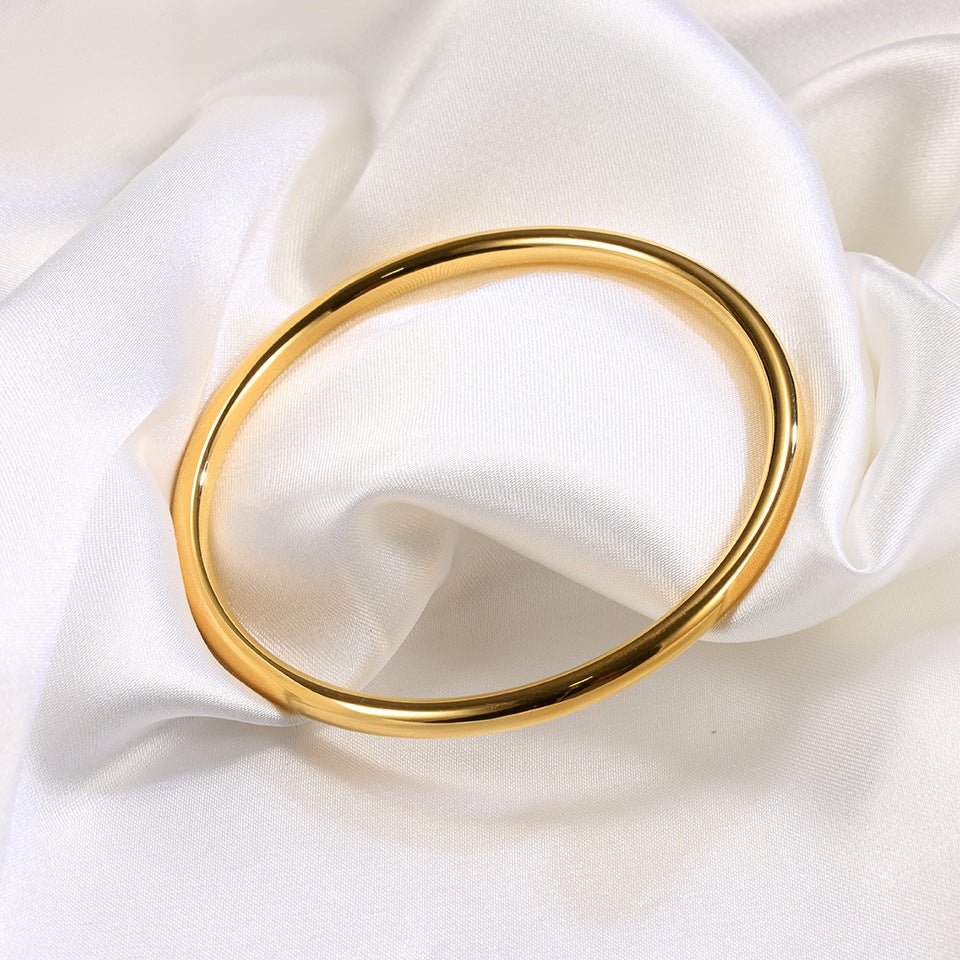 Simple Solid Color Bangle With 18K Gold Plated Finish - TIRAAYA