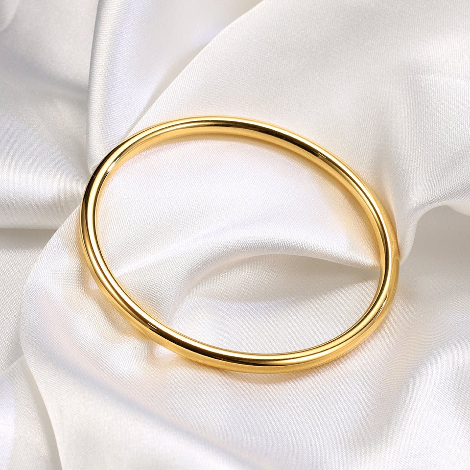 Simple Solid Color Bangle With 18K Gold Plated Finish - TIRAAYA