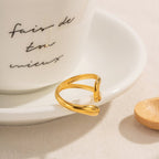 Modern Irregular Gold Plated Stainless Steel Open Ring - TIRAAYA