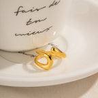 Modern Irregular Gold Plated Stainless Steel Open Ring - TIRAAYA