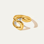 Modern Irregular Gold Plated Stainless Steel Open Ring - TIRAAYA