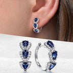 Classic Platinum Round Gemstone Inlay Copper Earrings For Women - TIRAAYA
