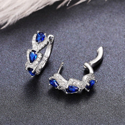 Classic Platinum Round Gemstone Inlay Copper Earrings For Women - TIRAAYA