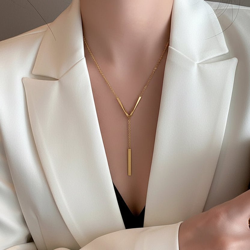 Minimal Letter Gold Plated Stainless Steel Necklace For Women - TIRAAYA