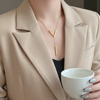 Minimal Letter Gold Plated Stainless Steel Necklace For Women - TIRAAYA