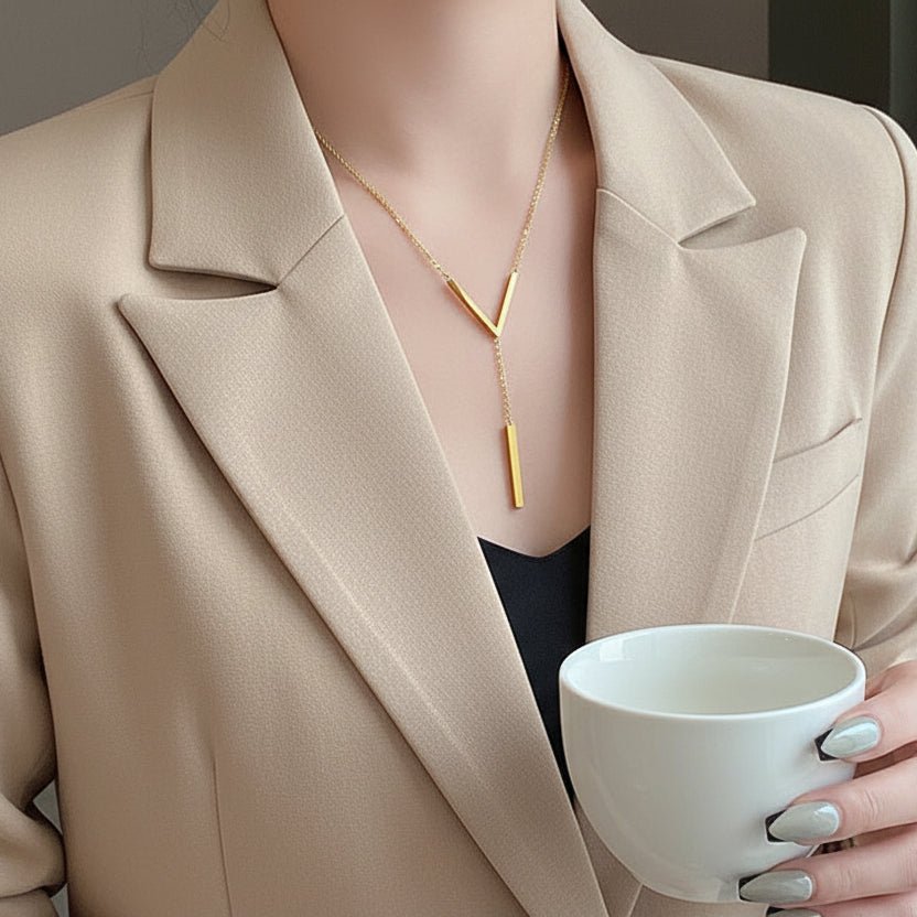 Minimal Letter Gold Plated Stainless Steel Necklace For Women - TIRAAYA