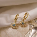 Elegant Evil Eye Zircon Gold Plated Copper Earrings - TIRAAYA