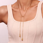 Vintage Water Droplet Gold Plated Stainless Steel Pendant Necklace - TIRAAYA