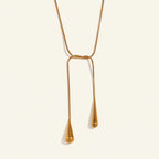 Vintage Water Droplet Gold Plated Stainless Steel Pendant Necklace - TIRAAYA