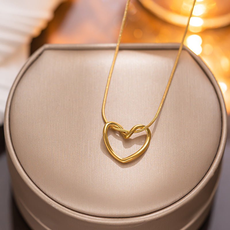 Elegant Heart Solid Gold Plated Stainless Steel Pendant Necklace - TIRAAYA