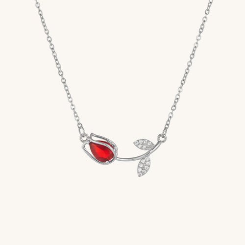 Charming Tulip Zircon Gold Plated Stainless Steel Necklace - TIRAAYA