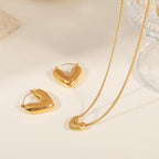Elegant Heart Shape Earrings And Necklace With Gold Plated Finish - TIRAAYA