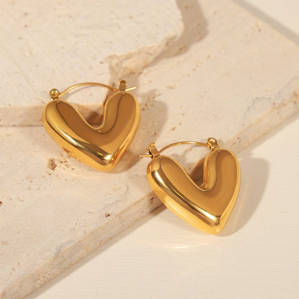 Elegant Heart Shape Earrings And Necklace With Gold Plated Finish - TIRAAYA