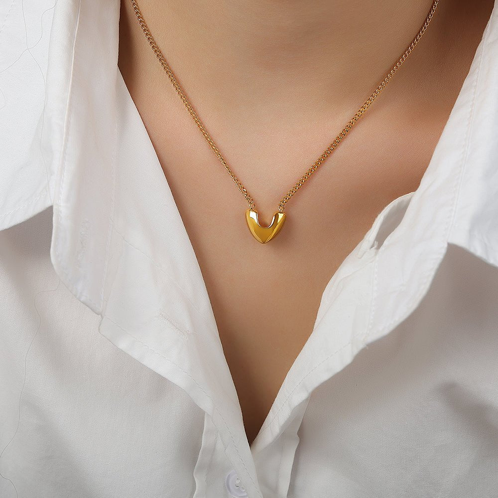 Elegant Heart Shape Earrings And Necklace With Gold Plated Finish - TIRAAYA