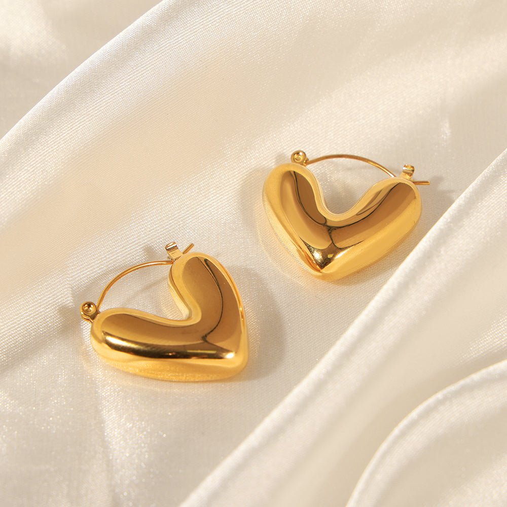 Elegant Heart Shape Earrings And Necklace With Gold Plated Finish - TIRAAYA