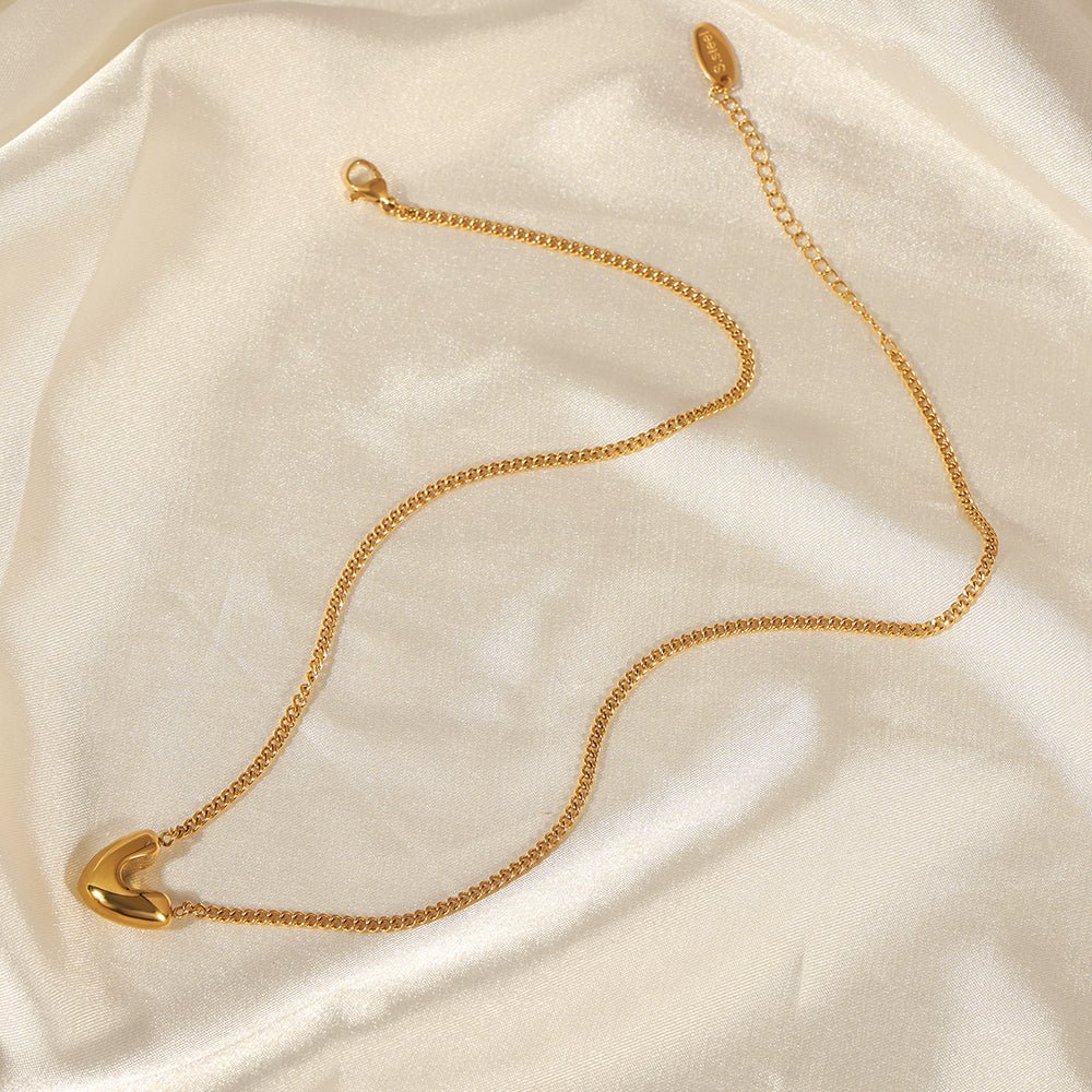 Elegant Heart Shape Earrings And Necklace With Gold Plated Finish - TIRAAYA