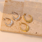 Classic Solid Color Gold And White Gold Plated Stainless Steel Ear Studs - TIRAAYA