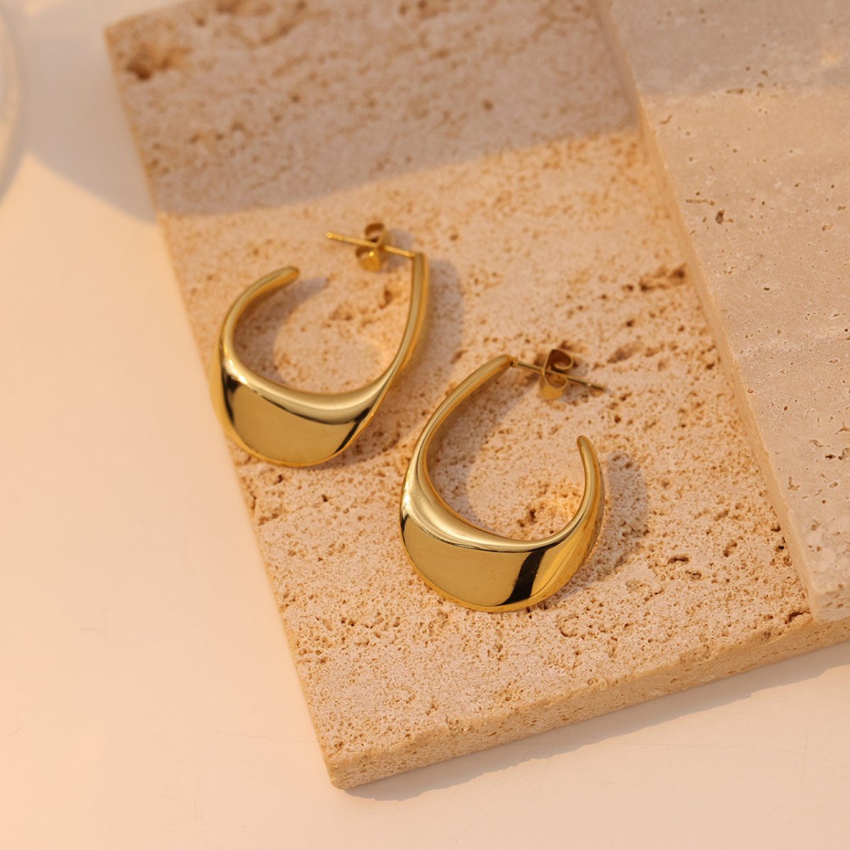 Classic Solid Color Gold And White Gold Plated Stainless Steel Ear Studs - TIRAAYA