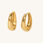Elegant Solid Color Gold Plated Stainless Steel Hoop Earrings - TIRAAYA