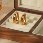 Elegant Solid Color Gold Plated Stainless Steel Hoop Earrings - TIRAAYA