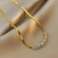Minimal Square Zircon Gold Plated Stainless Steel Necklace - TIRAAYA