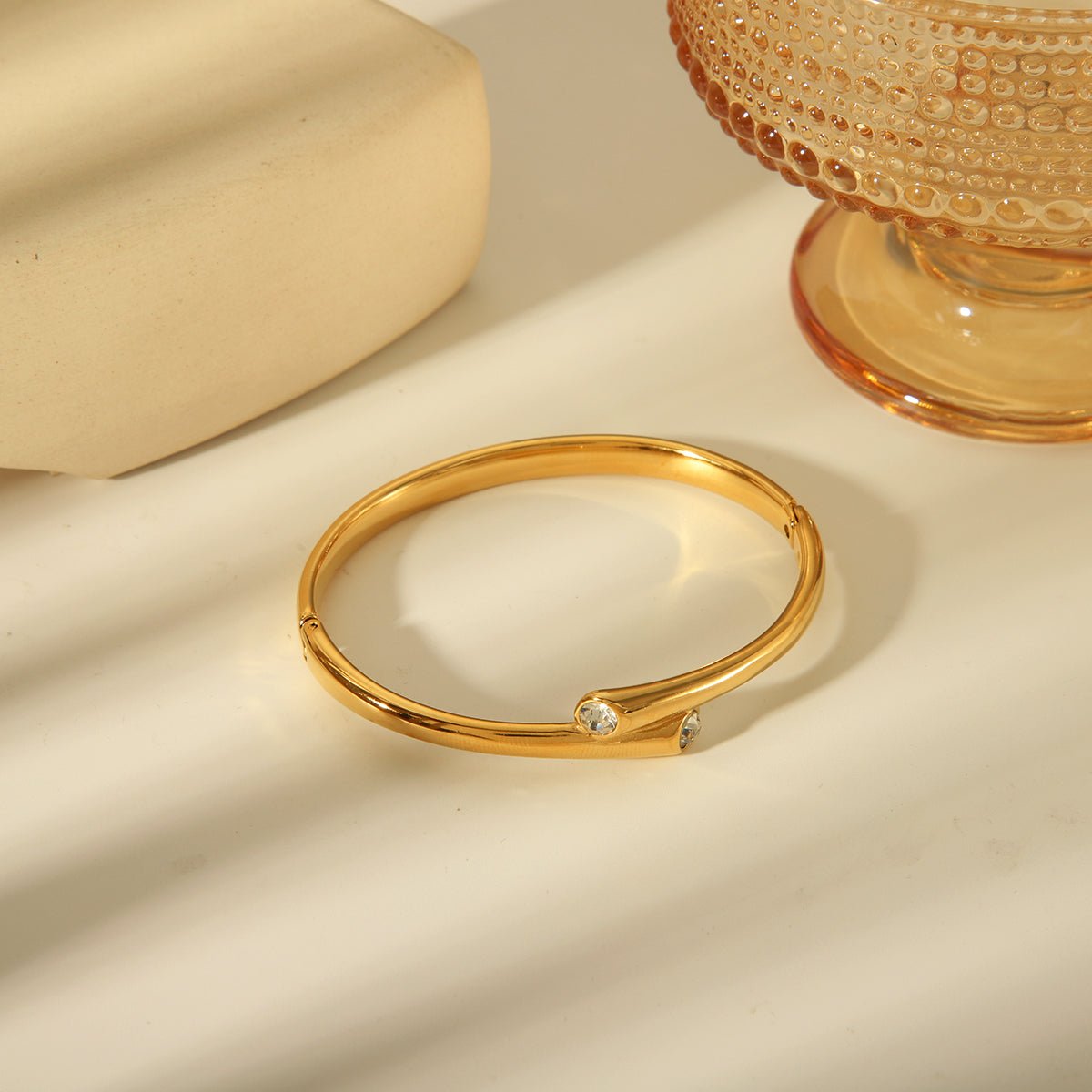 Vintage Statement Zircon Gold Plated Stainless Steel Jewelry Set - TIRAAYA