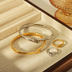 Vintage Statement Zircon Gold Plated Stainless Steel Jewelry Set - TIRAAYA