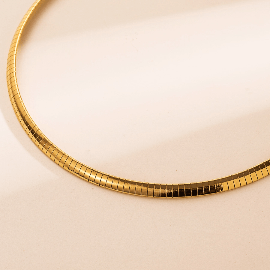 Minimal Solid Color Gold Plated Stainless Steel Choker Necklace - TIRAAYA