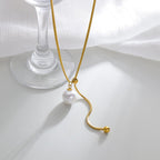 Elegant Asymmetrical Gold Plated Stainless Steel Pendant Necklace - TIRAAYA