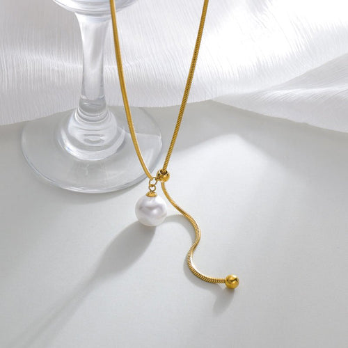 Elegant Asymmetrical Gold Plated Stainless Steel Pendant Necklace - TIRAAYA