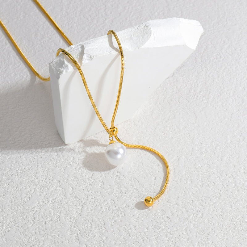 Elegant Asymmetrical Gold Plated Stainless Steel Pendant Necklace - TIRAAYA