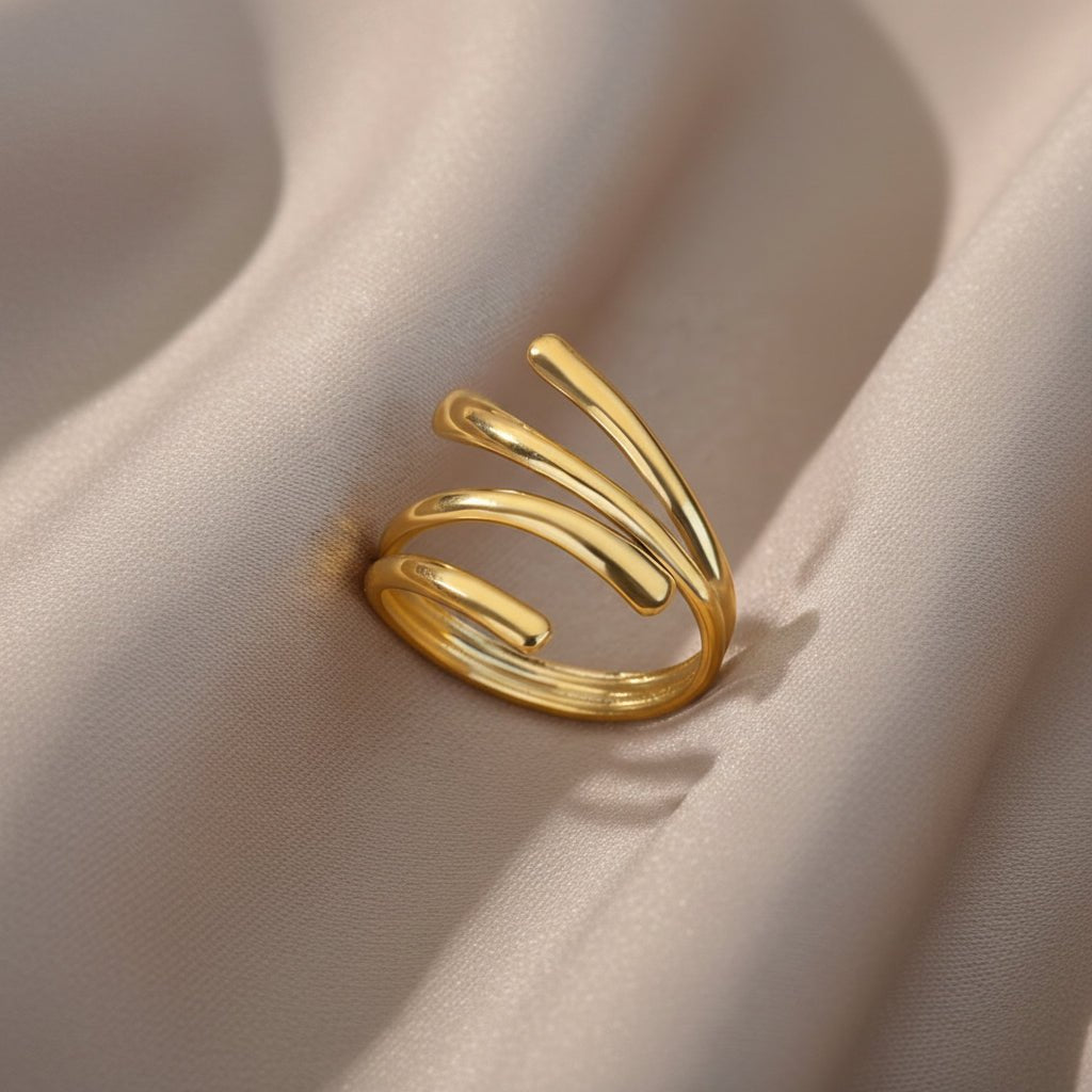Elegant Geometric Heart Open Ring With Gold Plated Finish - TIRAAYA