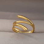 Elegant Geometric Heart Open Ring With Gold Plated Finish - TIRAAYA