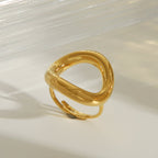Classic Hollow Out Gold Plated Stainless Steel Ring For Women - TIRAAYA