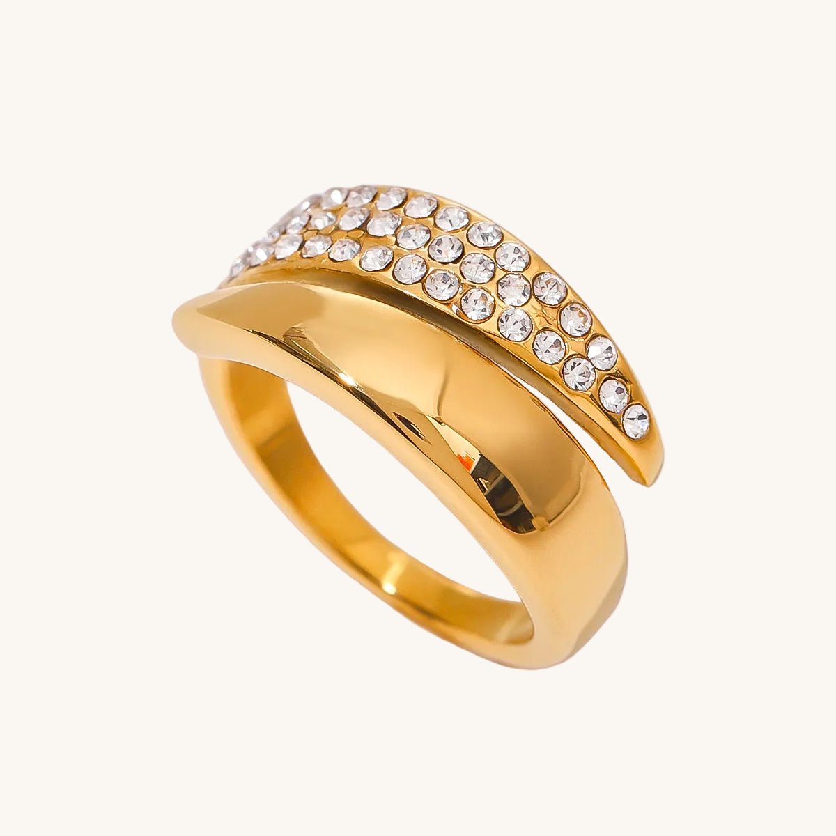 Simple Geometric Open Ring In Stainless Steel With Gold Plated Finish - TIRAAYA