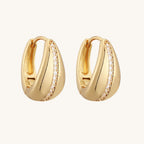 Geometric Zircon Earrings In Stainless Steel With Gold Plated Finish - TIRAAYA