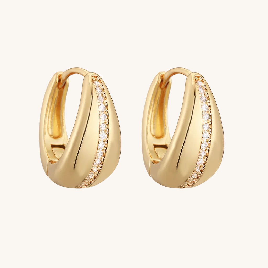 Geometric Zircon Earrings In Stainless Steel With Gold Plated Finish - TIRAAYA